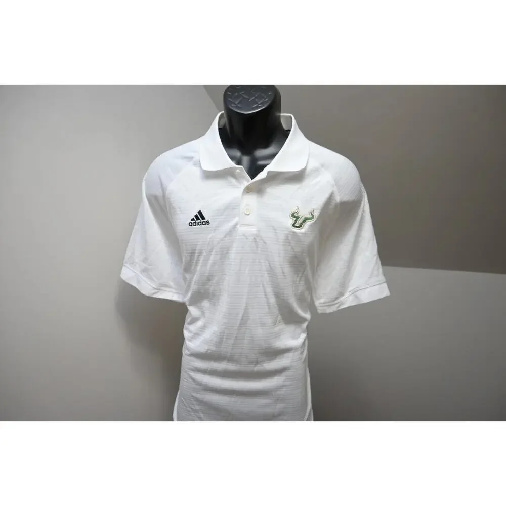 Adidas Golf Polo ClimaLite South Florida Bulls Athletic Golf Shirt Mens Sz Large